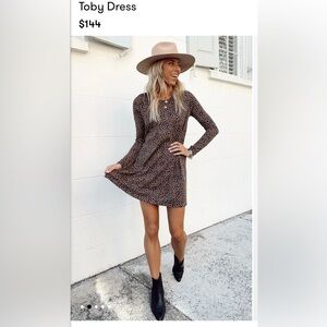 SHOW ME YOUR MUMU Animal Leopard Print Long Sleeve Mini Dress Boho Festival